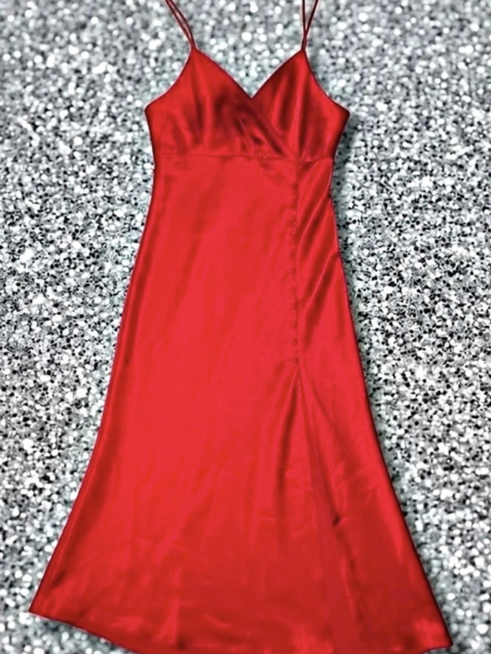 Red Button-Front Maxi Dress Like New